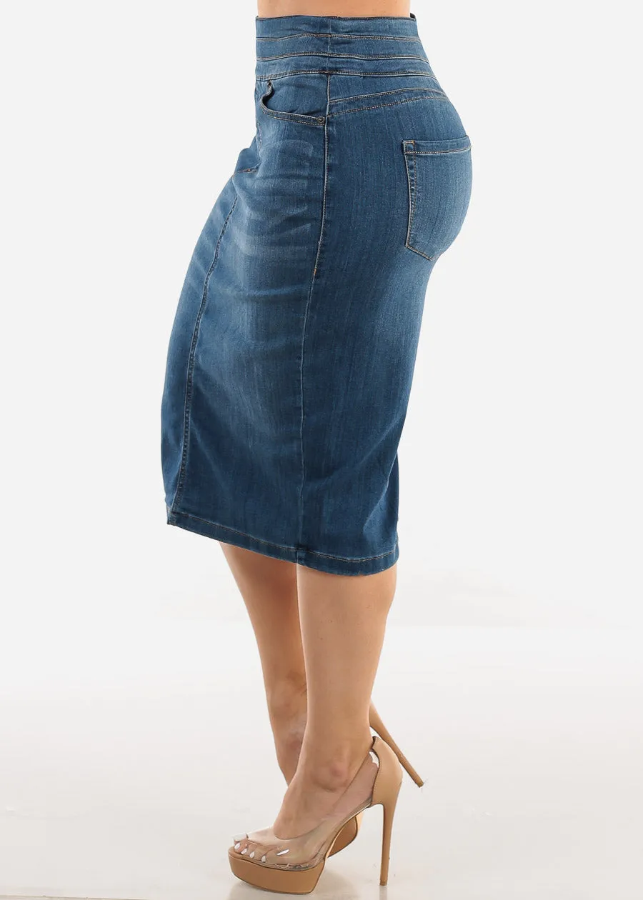 Butt Lift High Waisted Stretchy Denim Pencil Skirt sold by Moda product image thumbnail 5