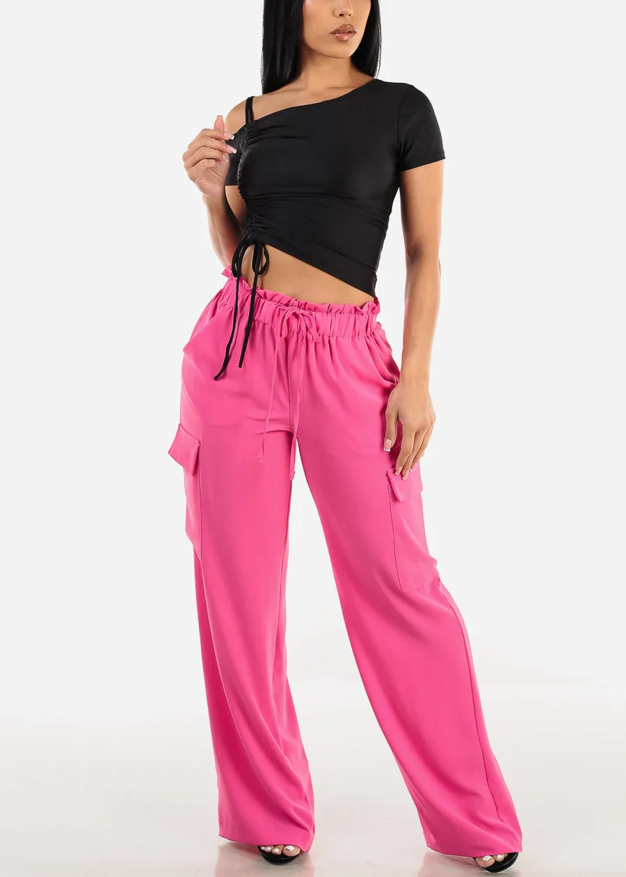 Cold Shoulder Black Ruched Top sold by Moda product image thumbnail 2