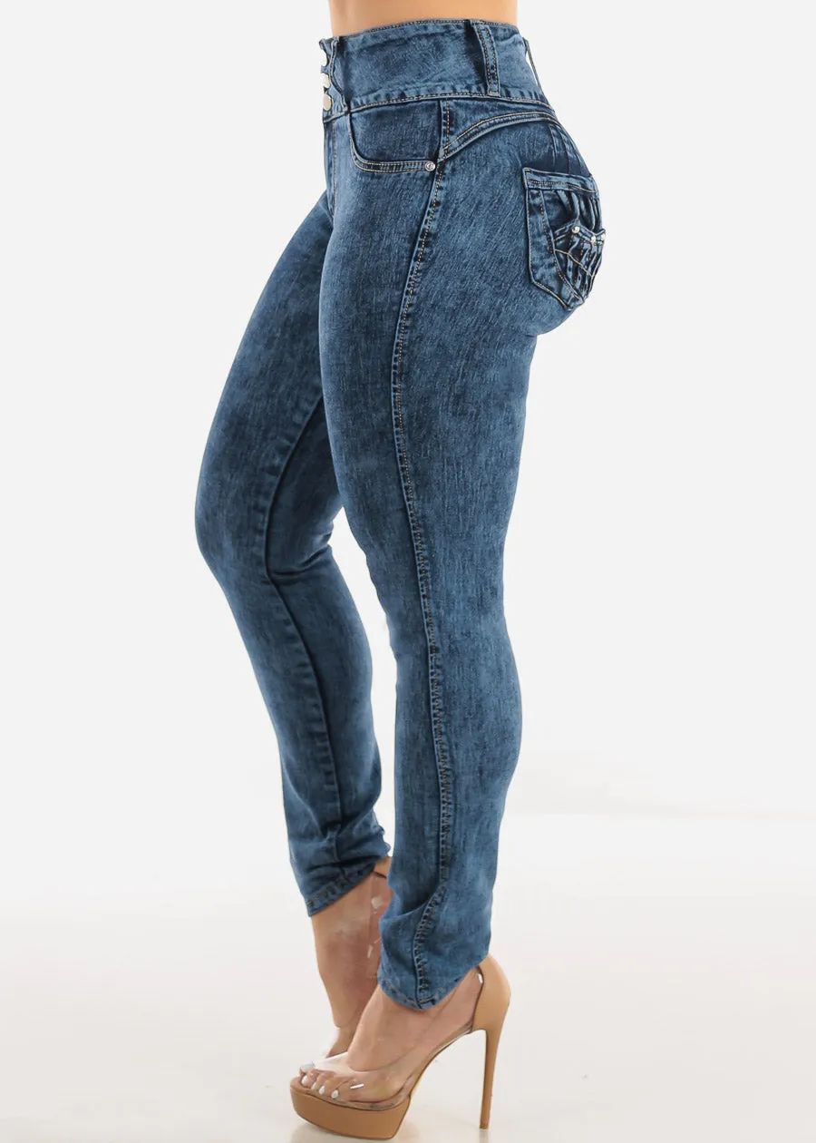 High Waist Butt Lift Acid Wash Skinny Jeans sold by Moda product image thumbnail 5