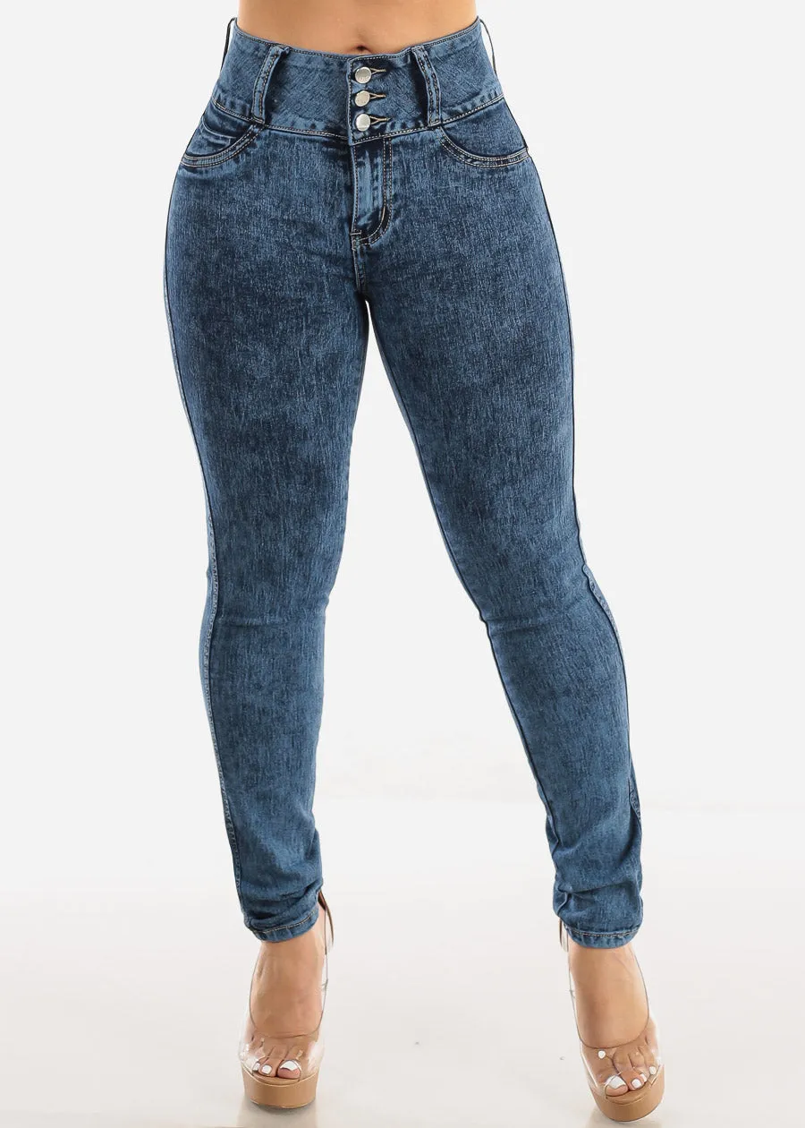 High Waist Butt Lift Acid Wash Skinny Jeans sold by Moda product image thumbnail 4