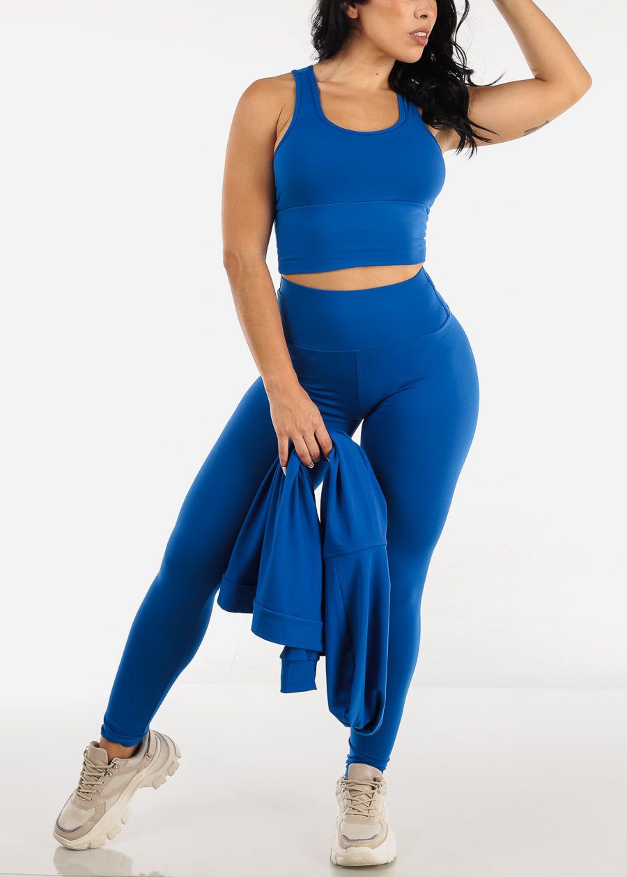 Blue Activewear Jacket, Sports Bra & Leggings (3 PCE SET) sold by Moda product image thumbnail 3