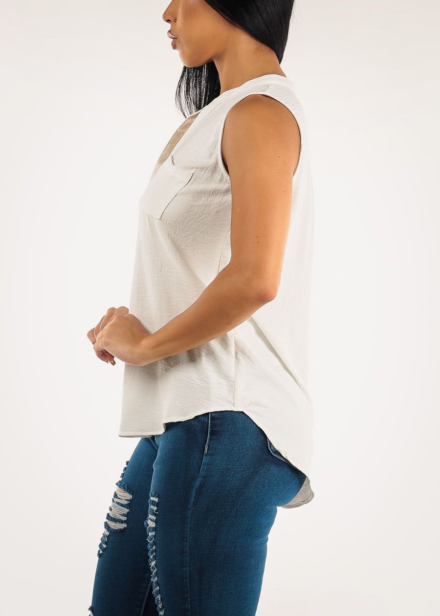 White Sleeveless Loose Hi Low Tunic sold by Moda product image thumbnail 3