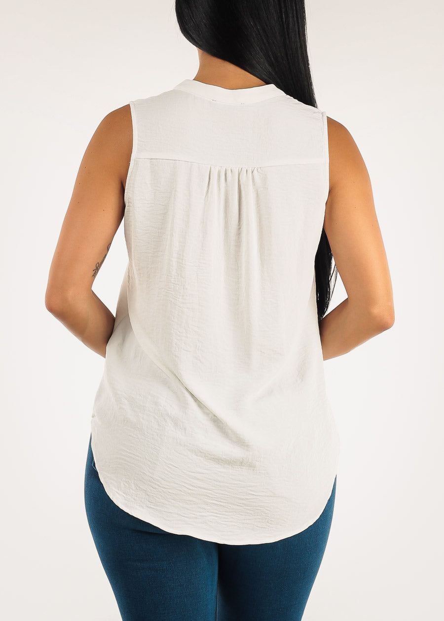 White Sleeveless Loose Hi Low Tunic sold by Moda product image thumbnail 4