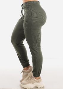 Casual High Waist Olive Jogger Pants sold by Moda