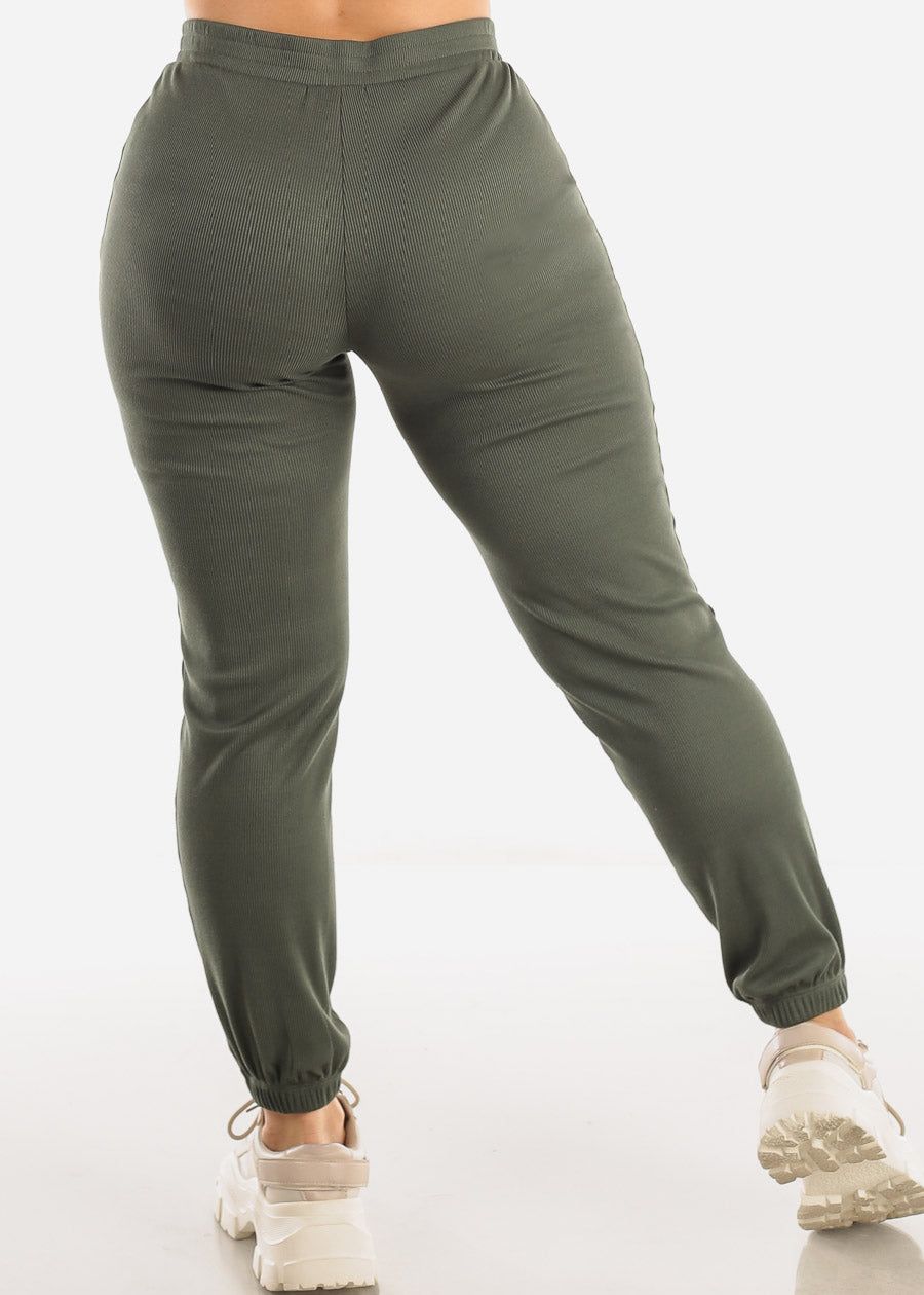 Casual High Waist Olive Jogger Pants sold by Moda product image thumbnail 4