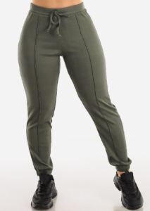 Casual High Waist Olive Jogger Pants sold by Moda
