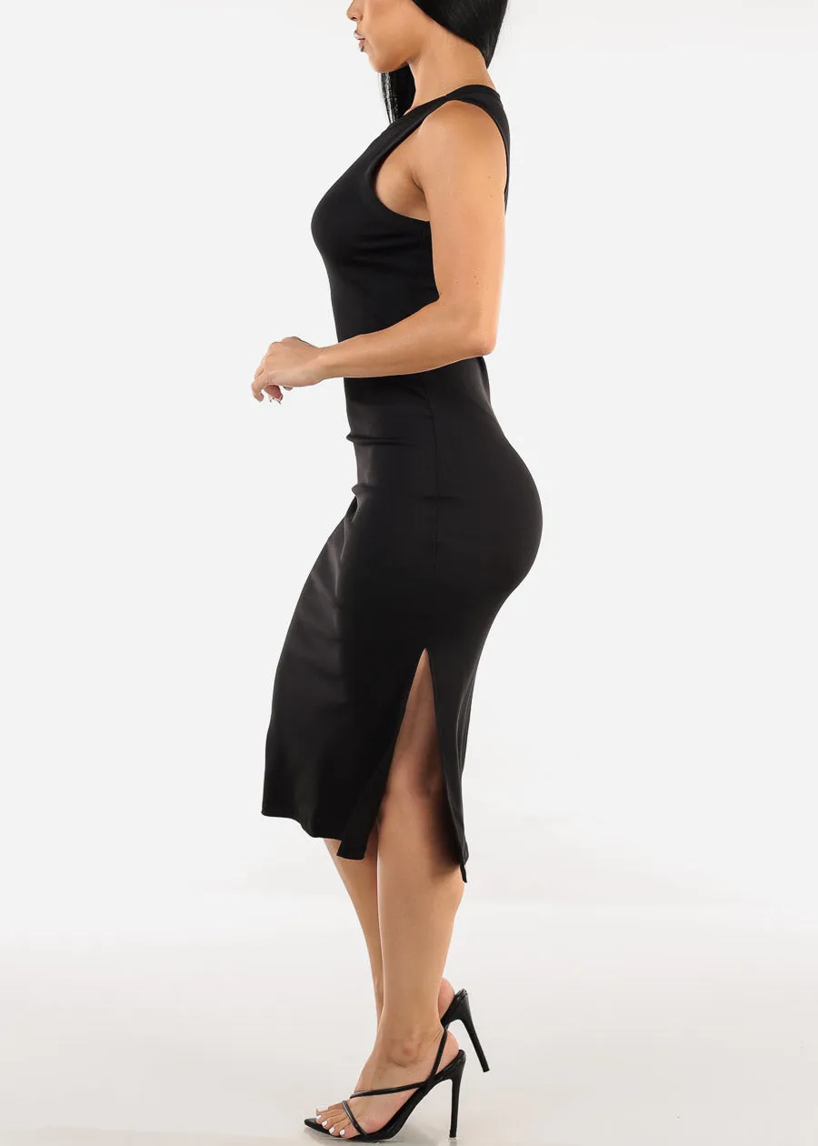 Black Sleeveless Slit Bodycon Midi Dress sold by Moda product image thumbnail 2