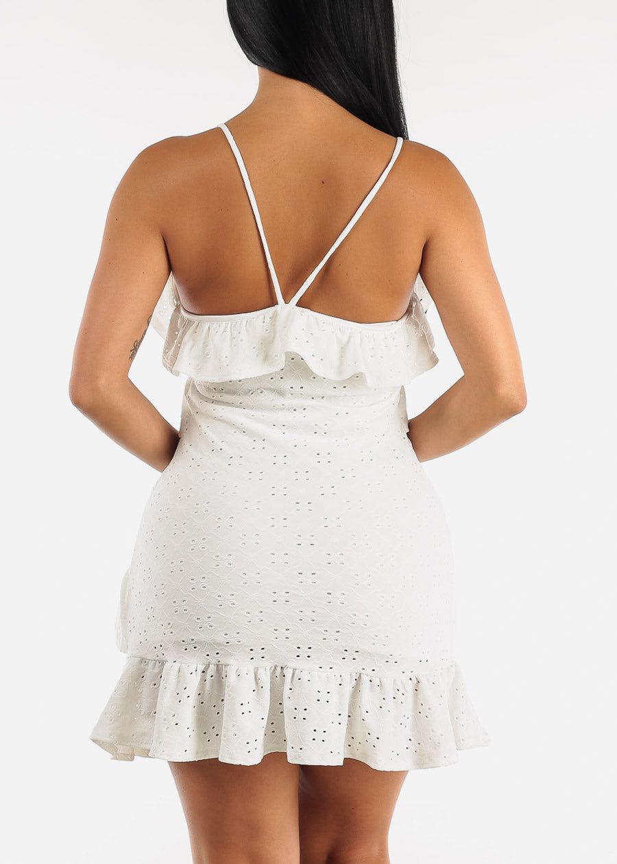 Sleeveless Off White Ruffled Mini Dress sold by Moda product image thumbnail 4