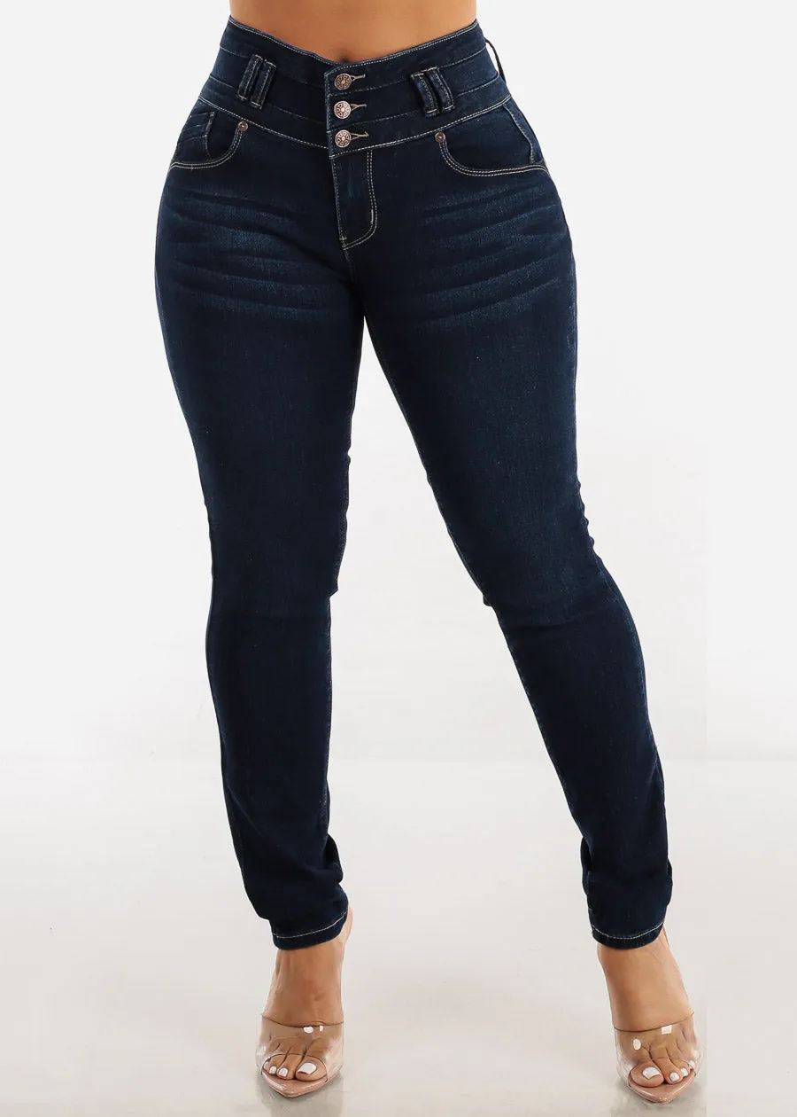 MX JEANS High Waisted Dark Blue Levantacola Skinny Jeans sold by Moda product image thumbnail 3