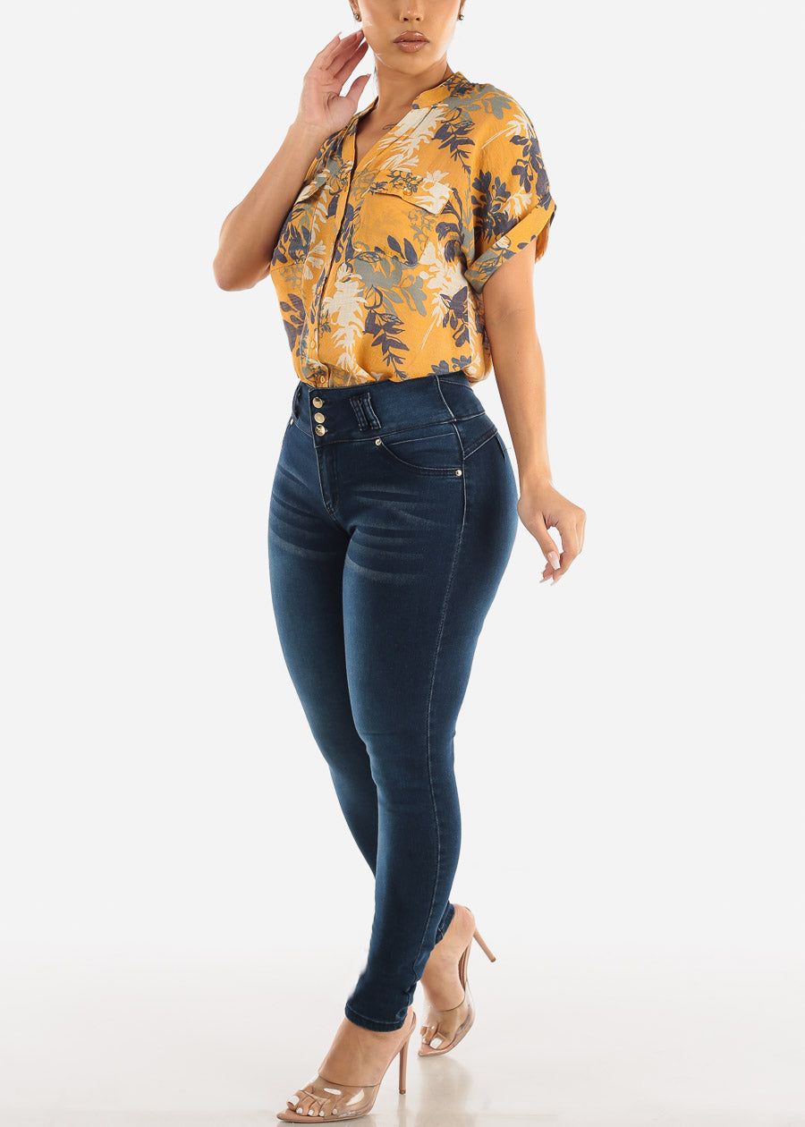 High Waist Butt Lifting Dark Blue Skinny Jeans sold by Moda product image thumbnail 2