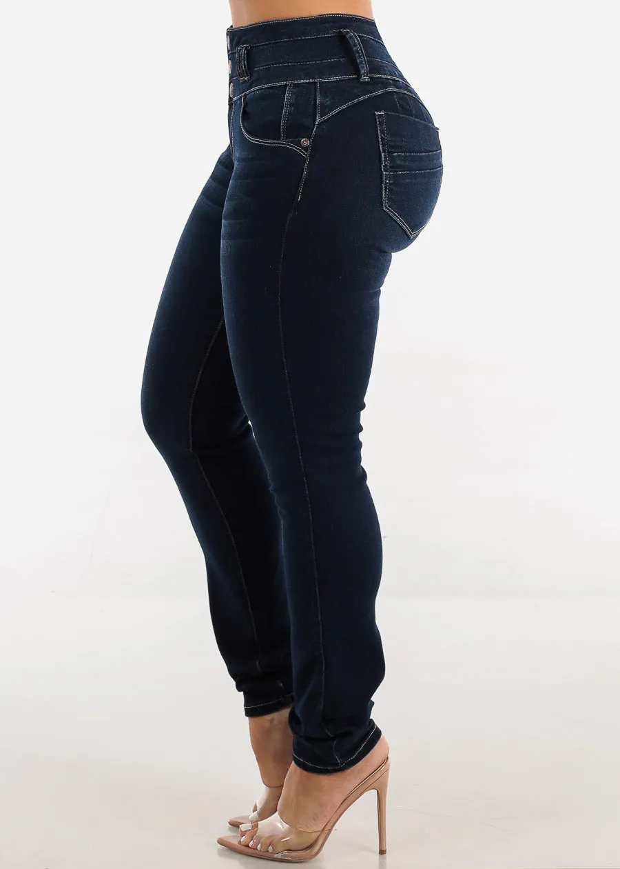 MX JEANS High Waisted Dark Blue Levantacola Skinny Jeans sold by Moda product image thumbnail 4