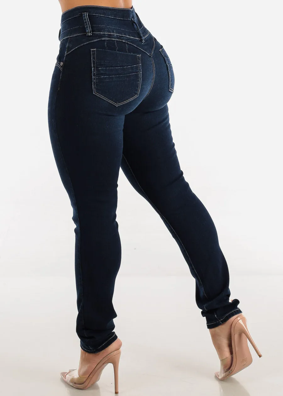 MX JEANS High Waisted Dark Blue Levantacola Skinny Jeans sold by Moda product image thumbnail 5