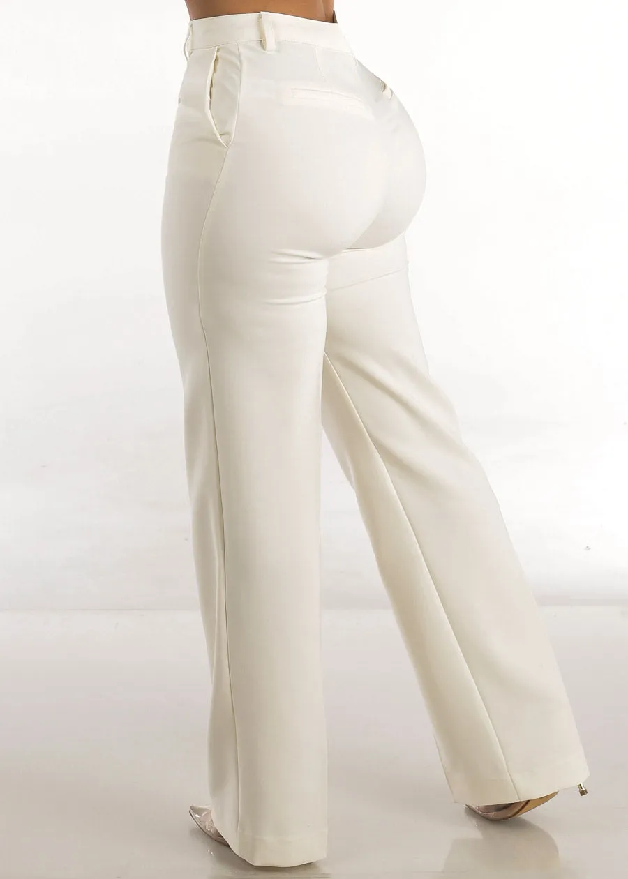 Super High Waisted Formal Straight Dress Pants Ivory sold by Moda product image thumbnail 5