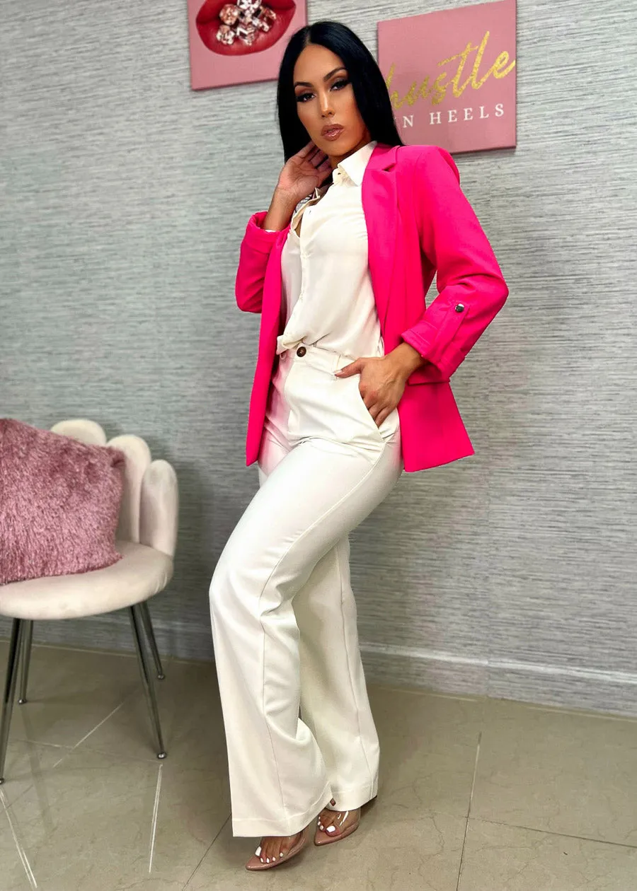 Super High Waisted Formal Straight Dress Pants Ivory sold by Moda product image thumbnail 2