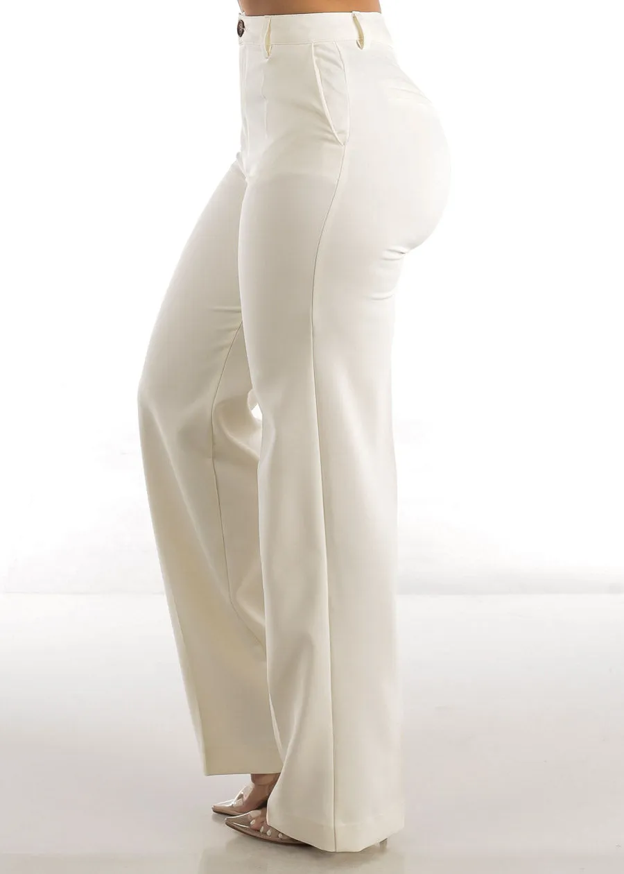 Super High Waisted Formal Straight Dress Pants Ivory sold by Moda product image thumbnail 4