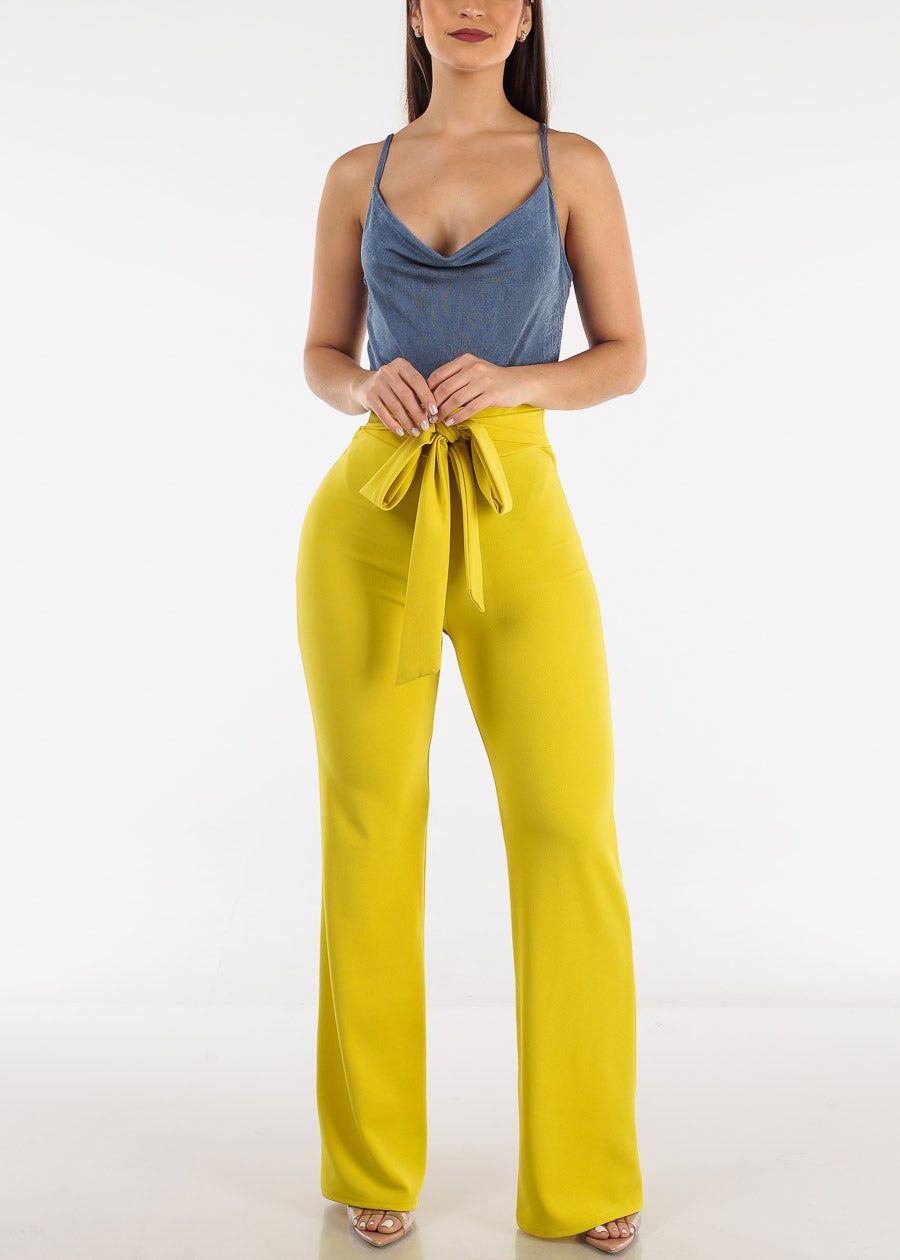 Sleeveless Slinky Cowl Neck Thong Bodysuit Slate Blue sold by Moda product image thumbnail 2