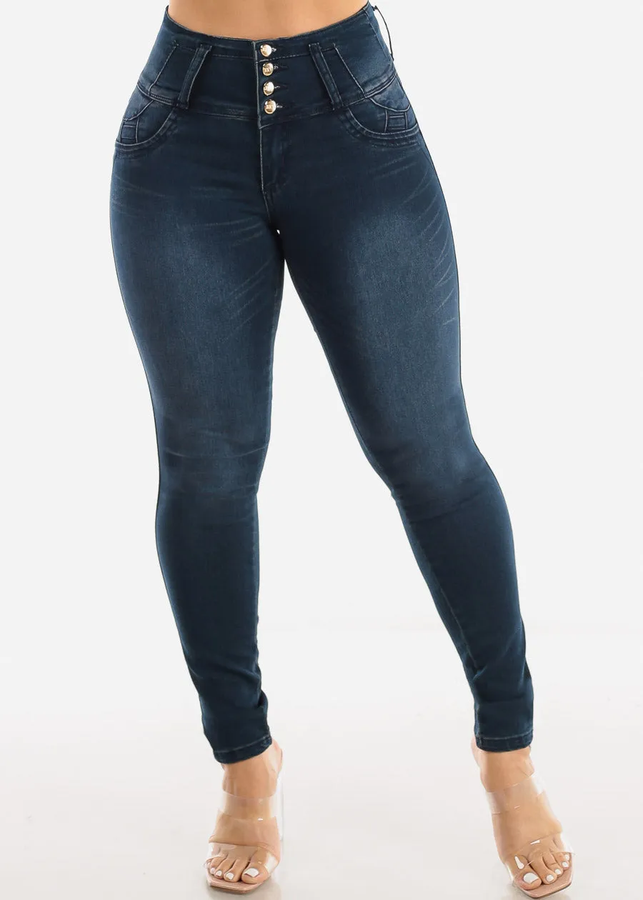 High Waisted Butt Lift Dark Wash Skinny Jeans sold by Moda product image thumbnail 3