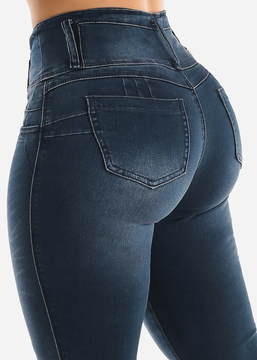 High Waisted Butt Lift Dark Wash Skinny Jeans sold by Moda