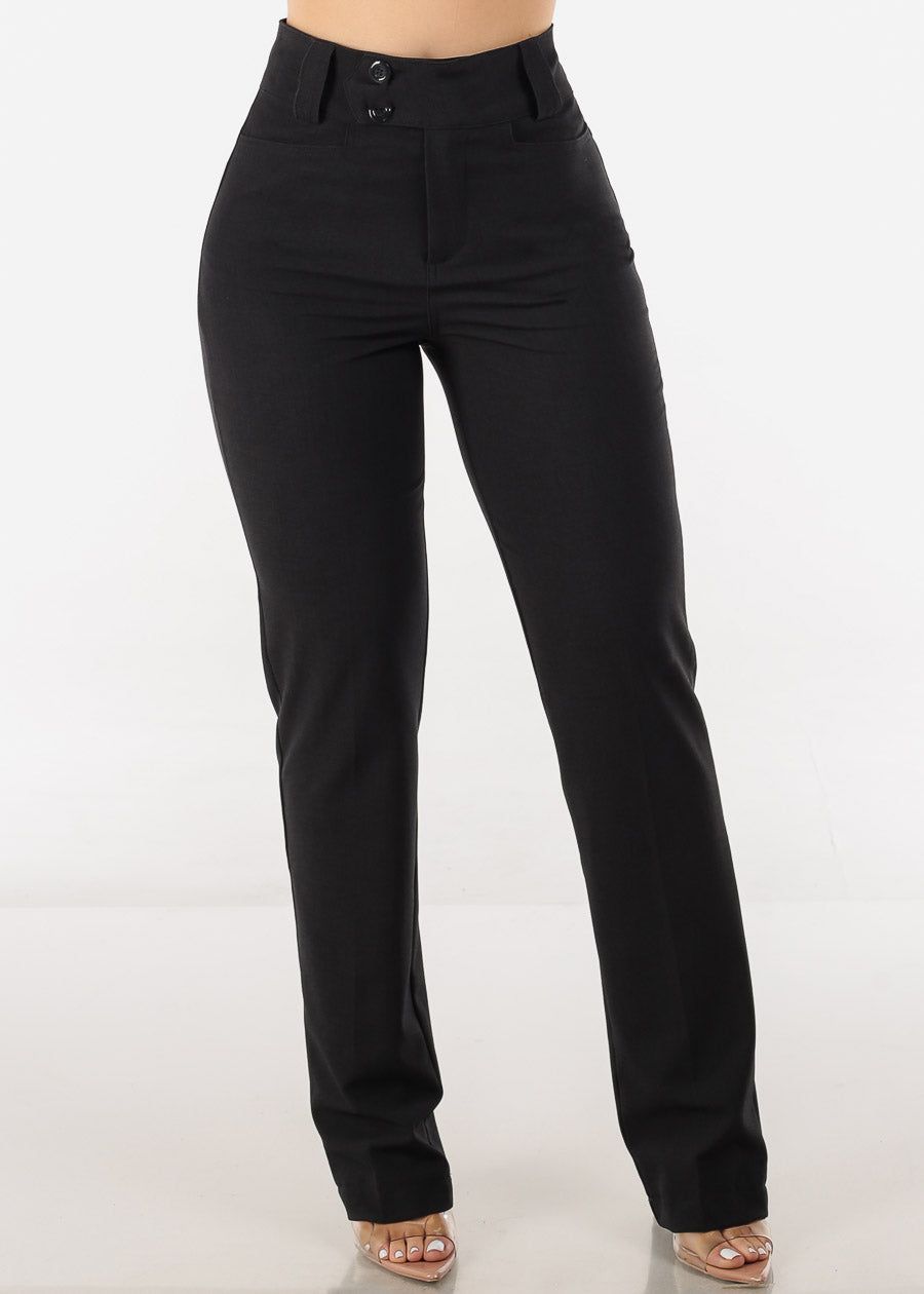 Charcoal Super High Waist Dressy Bootcut Pants sold by Moda