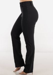 Charcoal Super High Waist Dressy Bootcut Pants sold by Moda