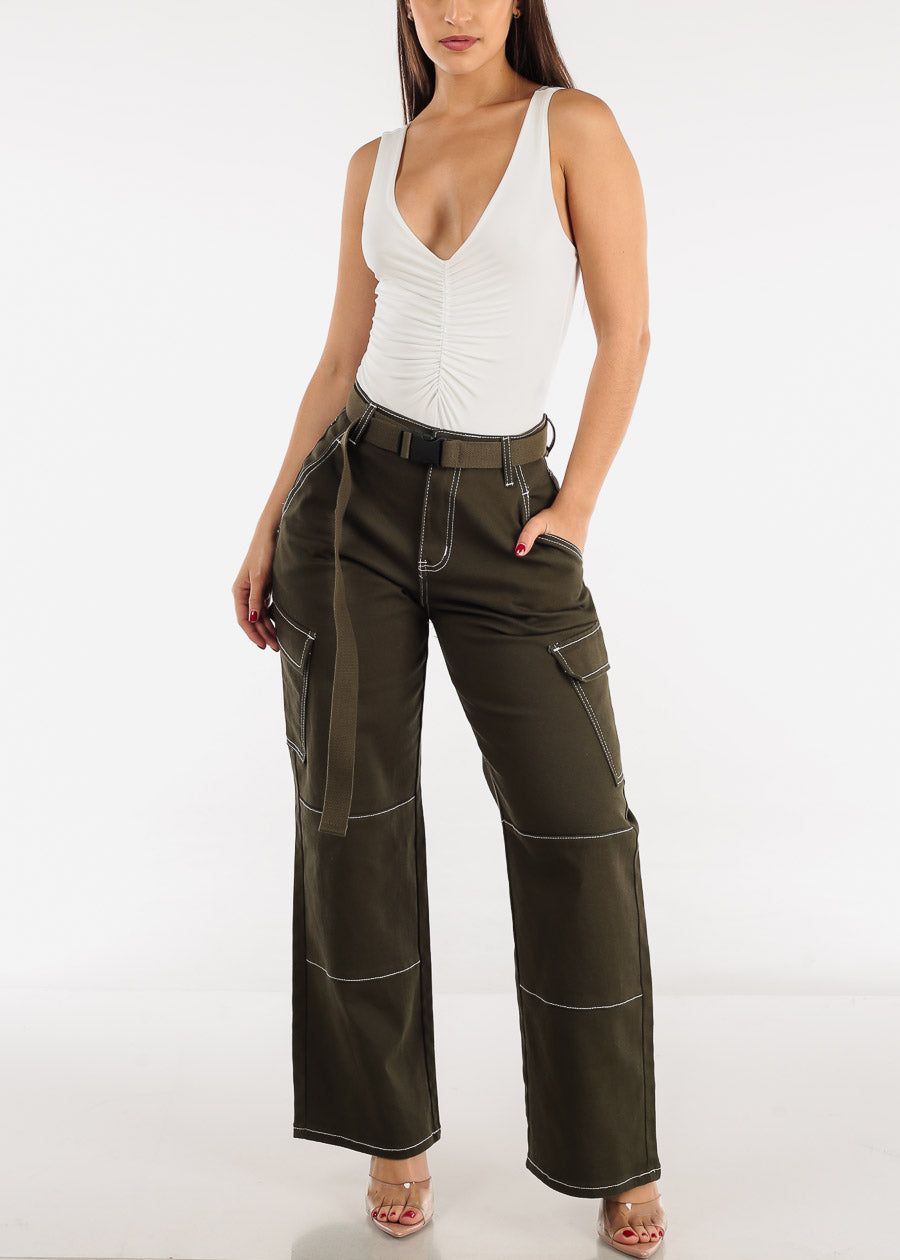White Sleeveless Deep Vneck Ruched Bodysuit sold by Moda product image thumbnail 7