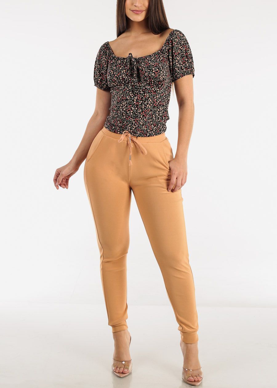 High Drawstring Waist Jogger Pants Sand sold by Moda product image thumbnail 2
