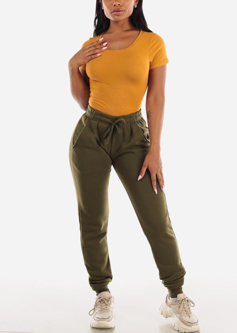 Short Sleeve Crewneck Thong Bodysuit Mustard sold by Moda product image thumbnail 5