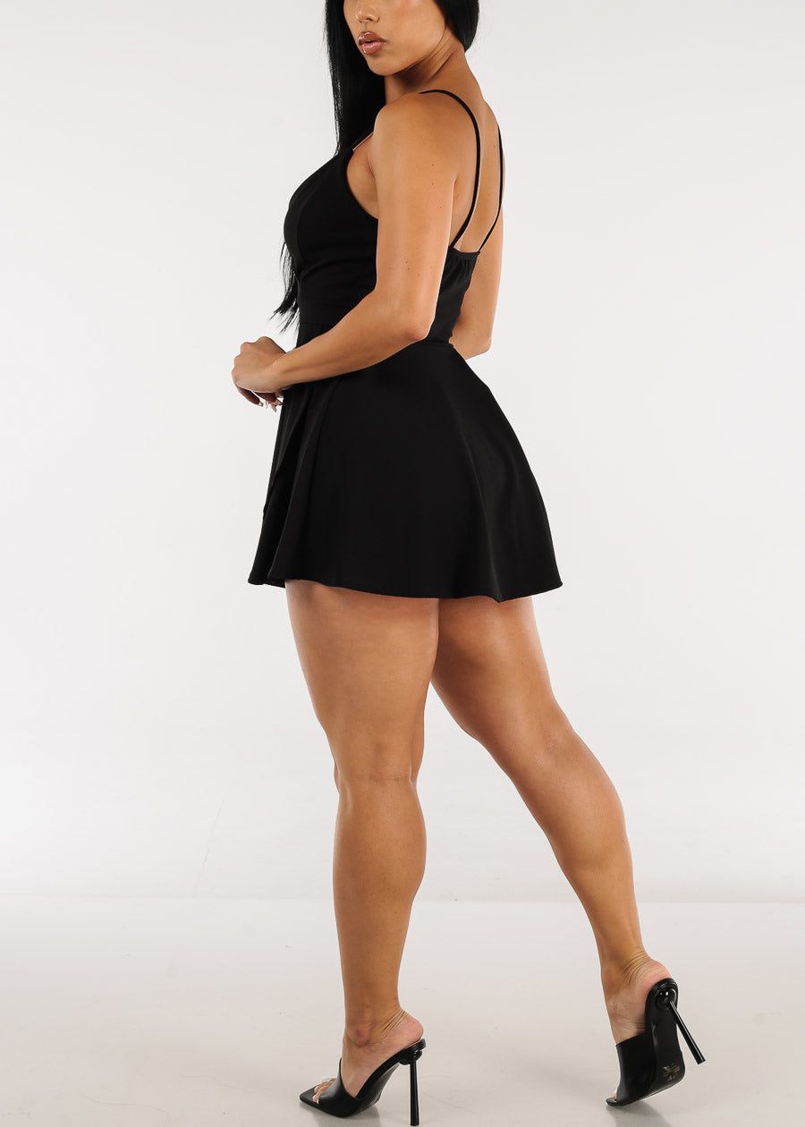 Black Sleeveless Surplice Skort Romper sold by Moda product image thumbnail 5