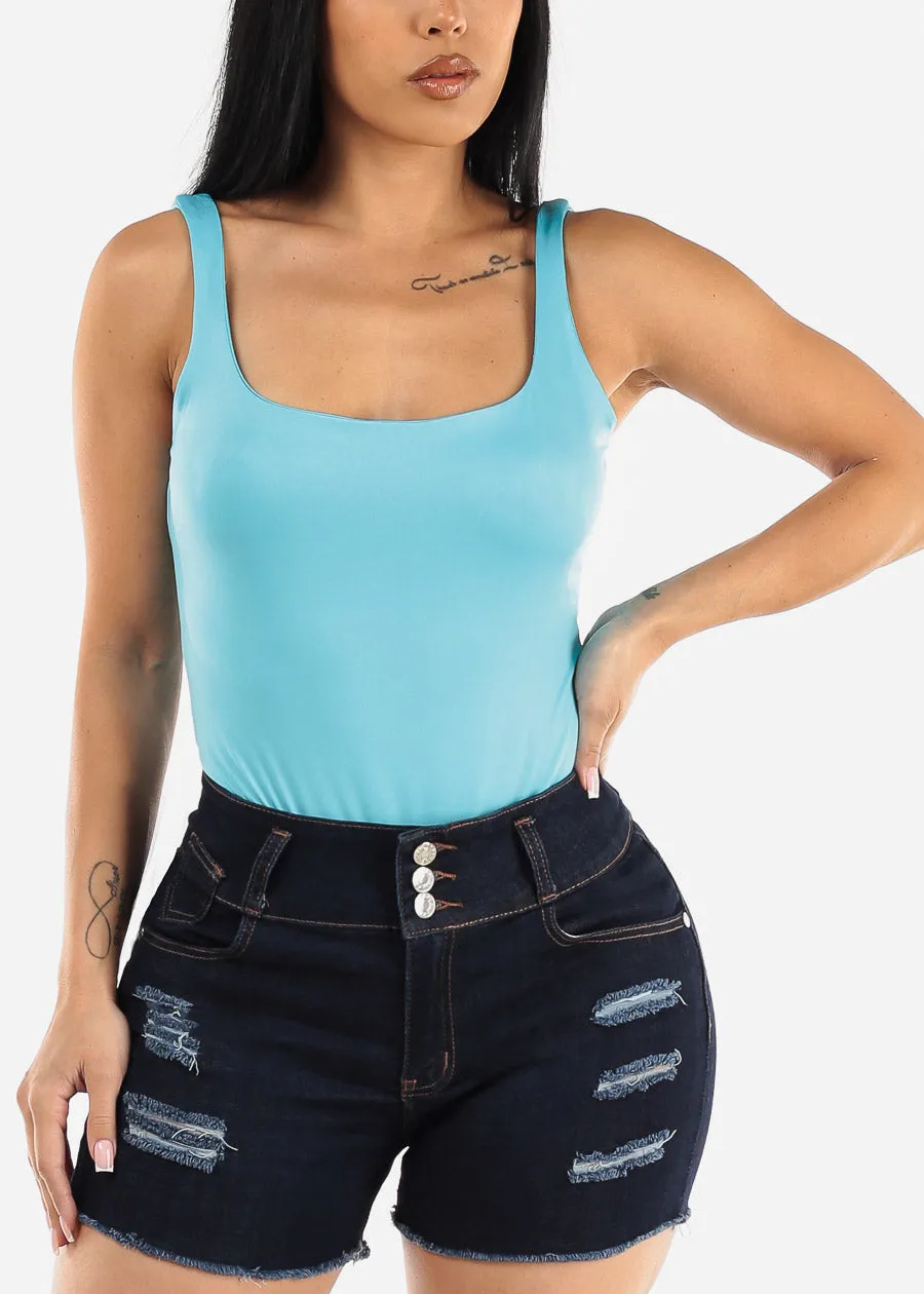 Sleeveless Square Neck Thong Bodysuit Blue sold by Moda product image thumbnail 5