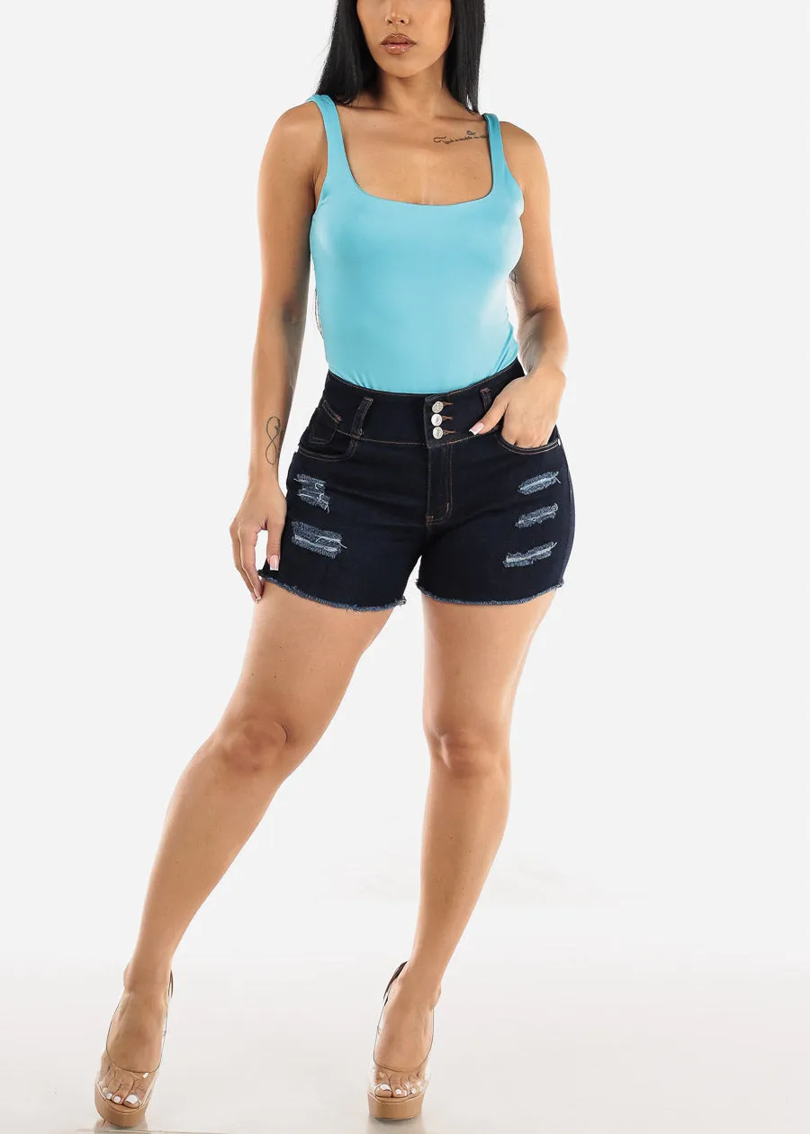 Sleeveless Square Neck Thong Bodysuit Blue sold by Moda product image thumbnail 2