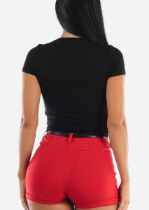 Black V-Neck Crop Top sold by Moda