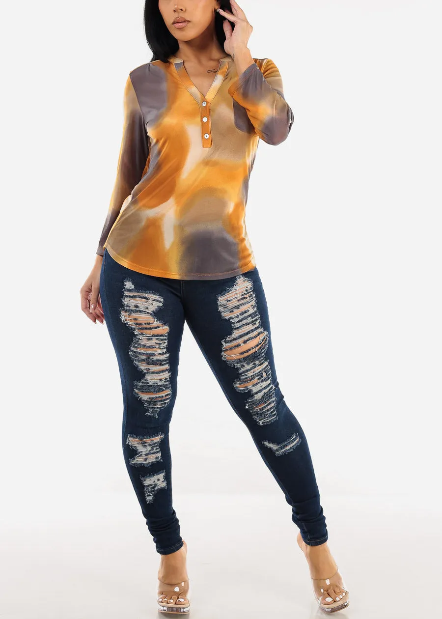 Quarter Sleeve Tie Dye Mesh Blouse sold by Moda product image thumbnail 2