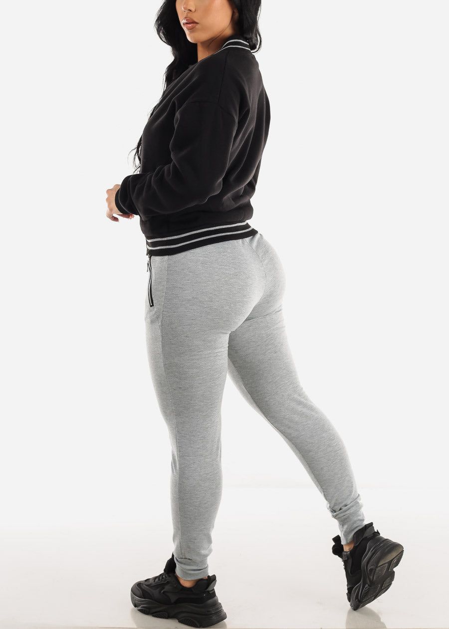 High Waisted Grey Jogger Pants w Zipper Pockets sold by Moda product image thumbnail 5