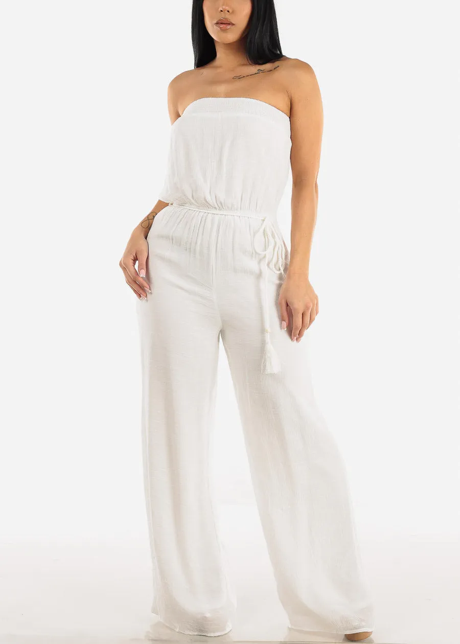 Strapless White Wide Legged Jumpsuit sold by Moda product image thumbnail 5