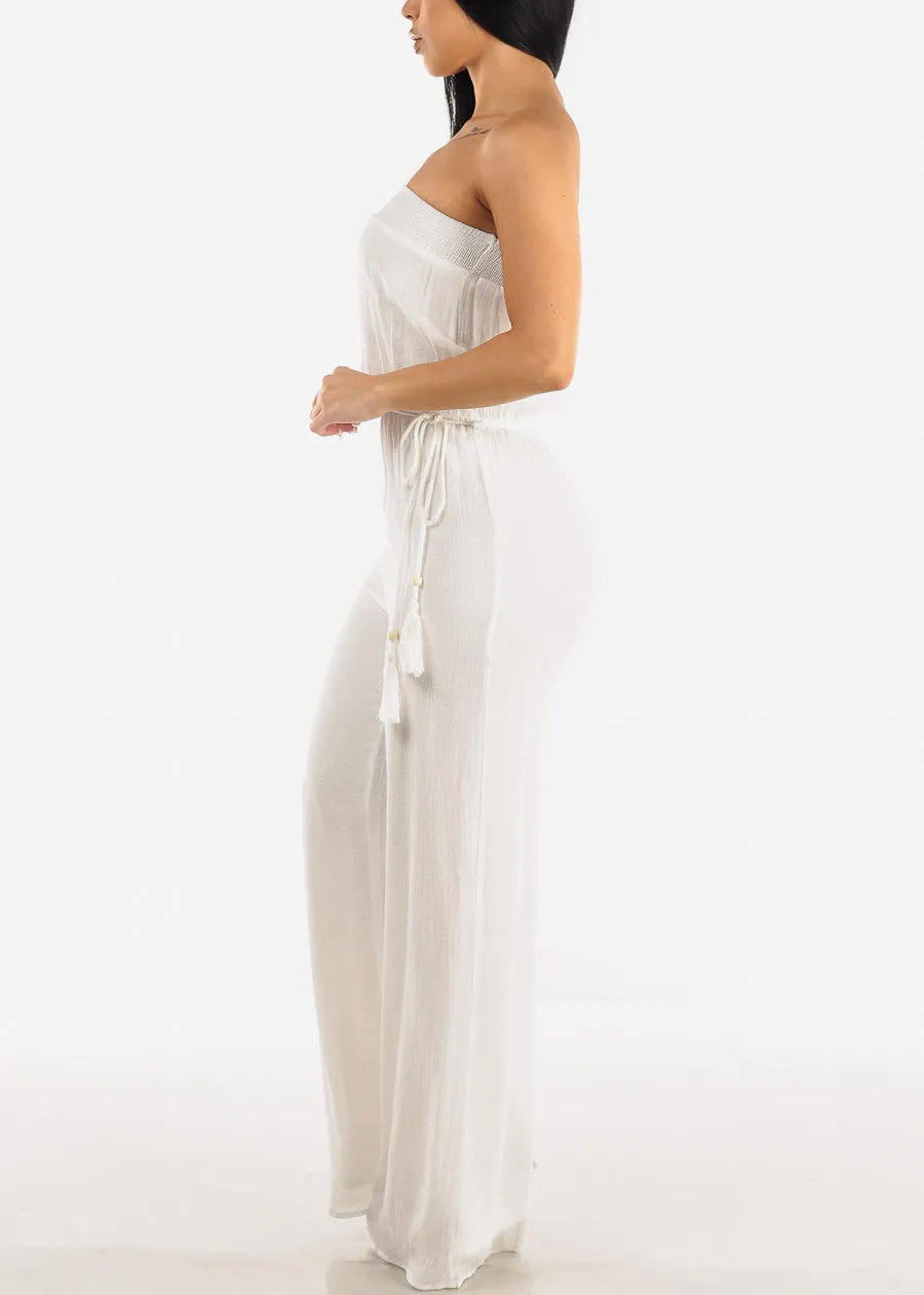 Strapless White Wide Legged Jumpsuit sold by Moda product image thumbnail 2