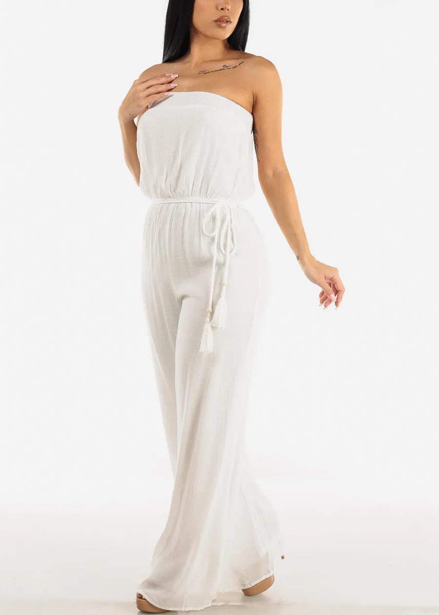 Strapless White Wide Legged Jumpsuit sold by Moda