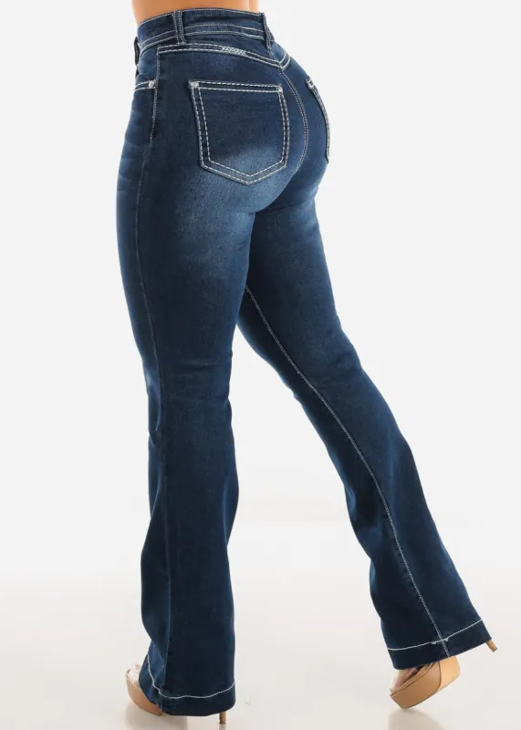 High Waisted Butt Lifting Bootcut Jeans Dark Wash sold by Moda