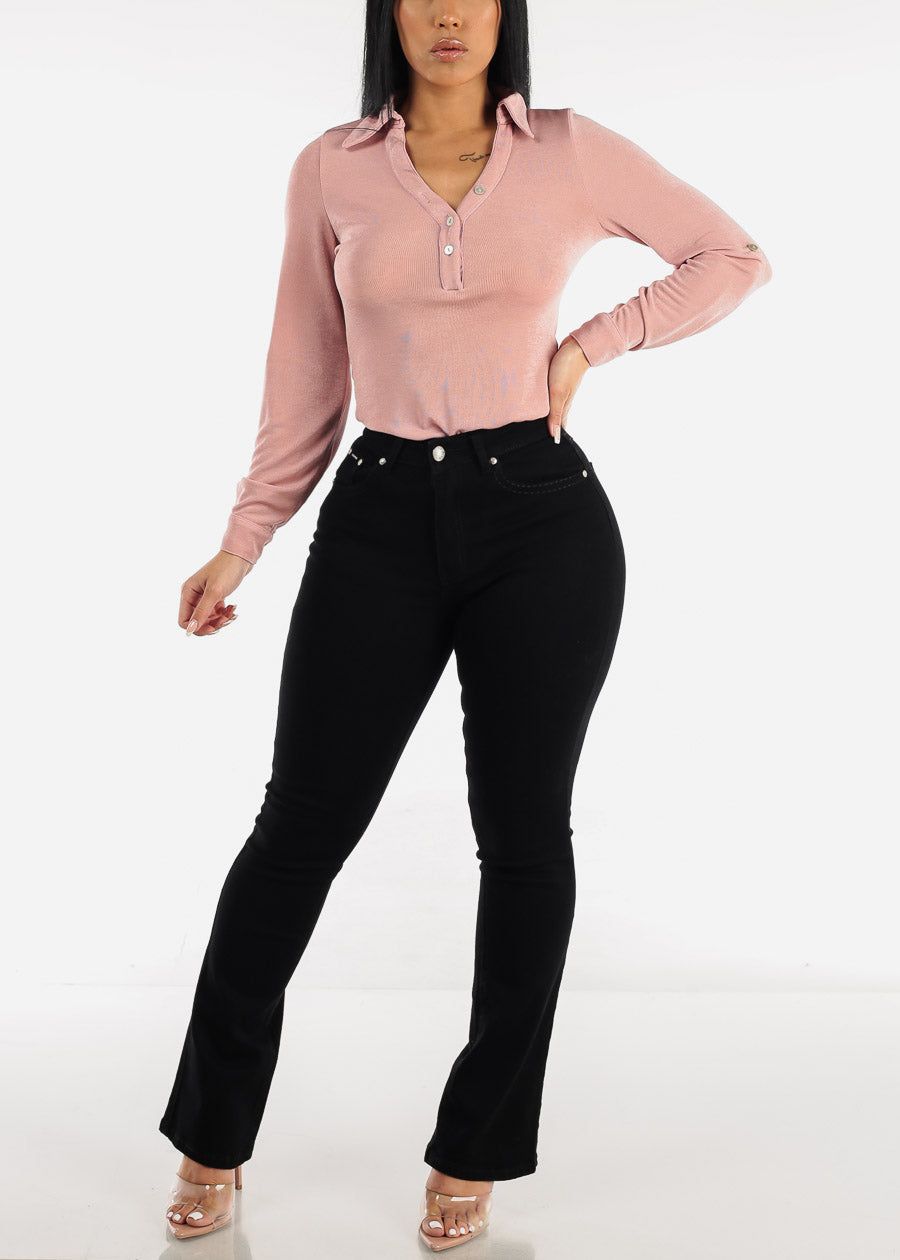 Long Sleeve Slinky Fitted Blouse Mauve sold by Moda product image thumbnail 2