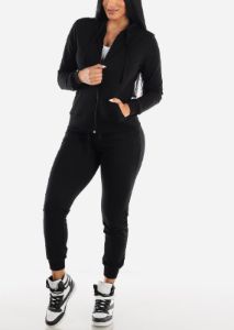 Black Zip Up Long Sleeve Hoodie sold by Moda