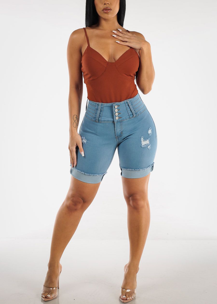 Mocha Spaghetti Strap Bodysuit with Mesh Sides sold by Moda product image thumbnail 2