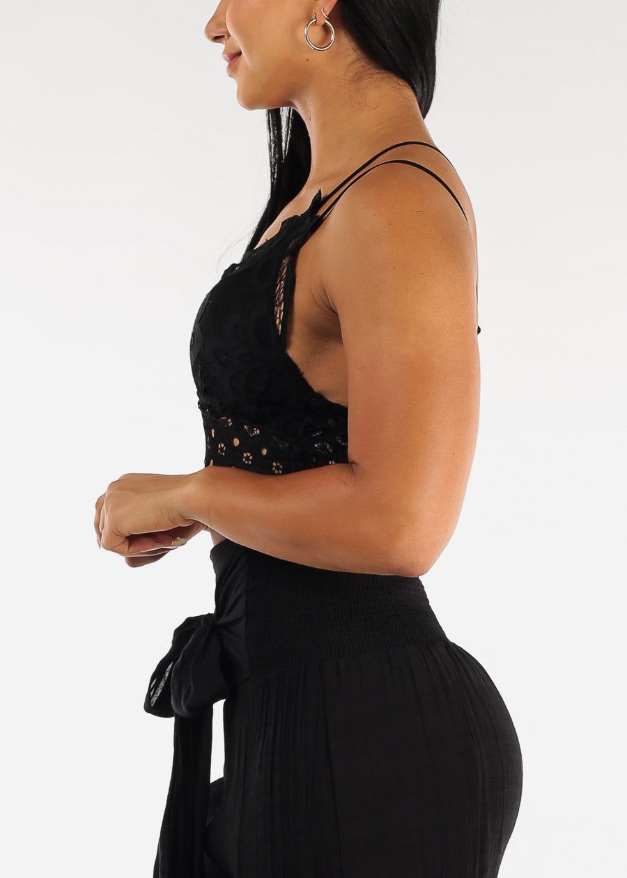 Black Double Strap Floral Lace Bralette sold by Moda product image thumbnail 4