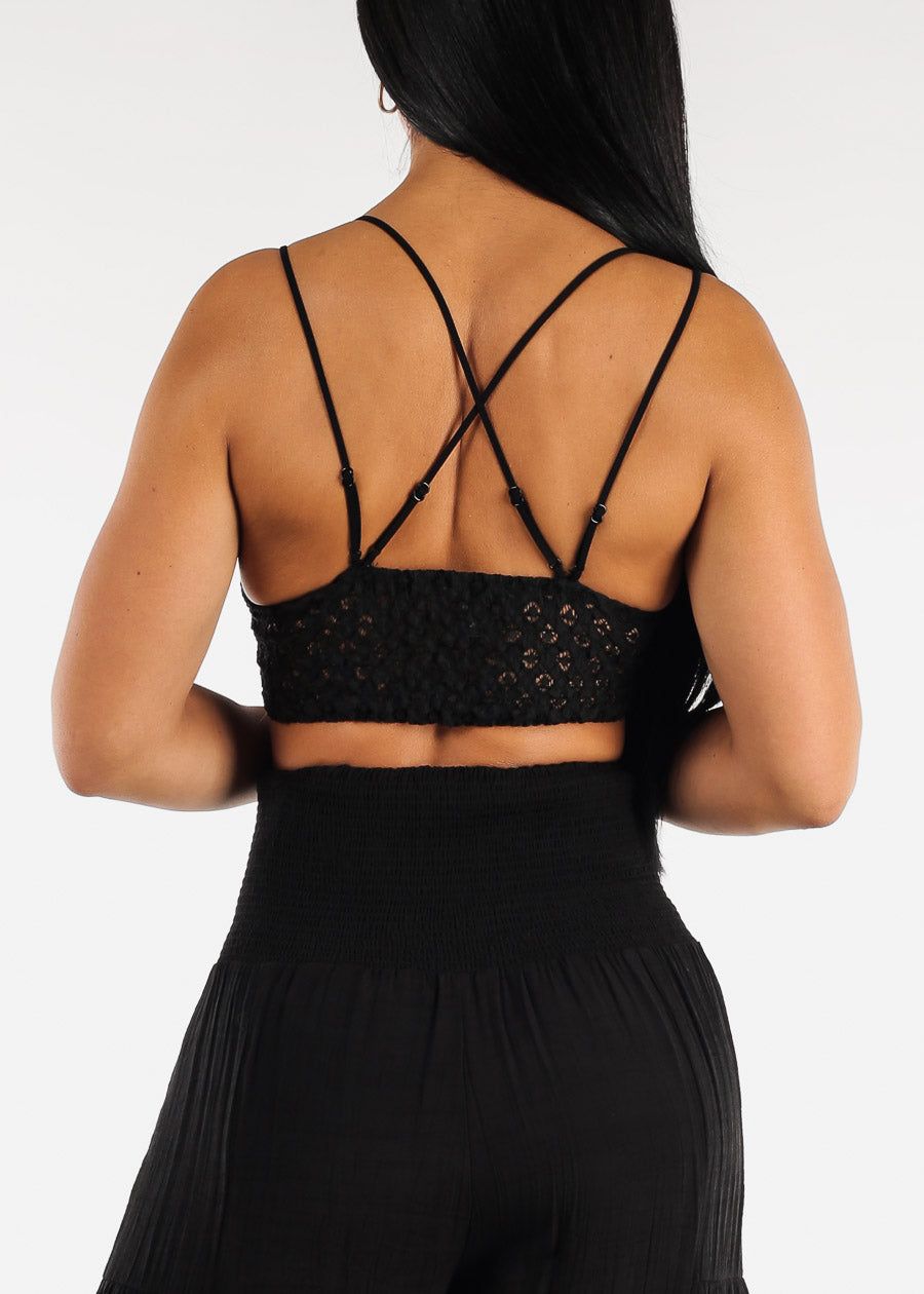 Black Double Strap Floral Lace Bralette sold by Moda product image thumbnail 5