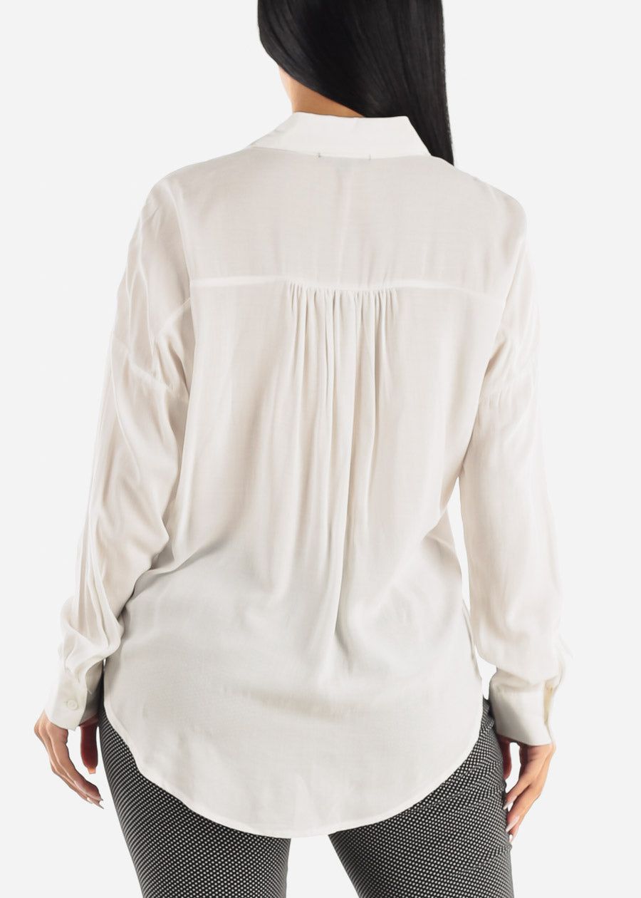 White Oversized Long Sleeve Button Down Shirt sold by Moda product image thumbnail 4