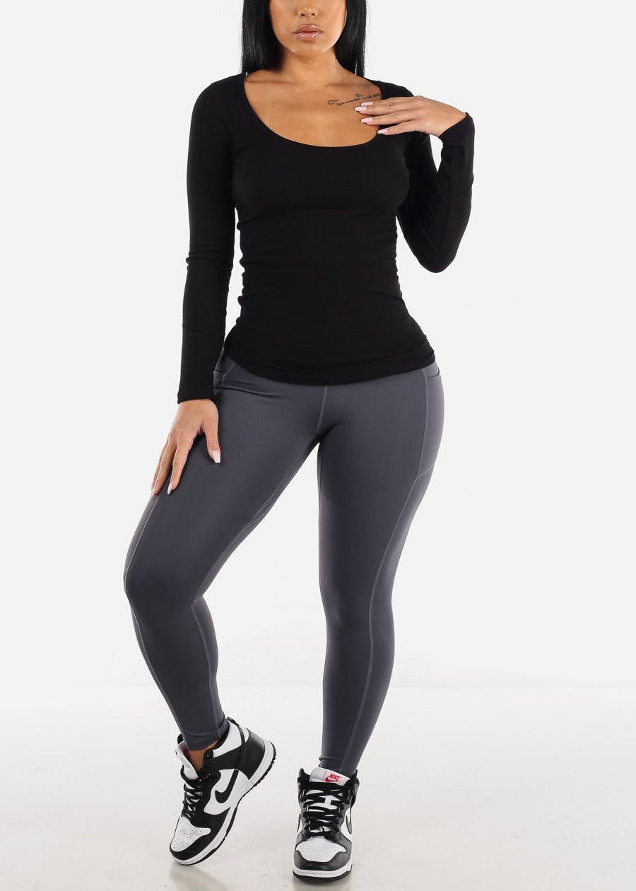 Grey High Waisted Corset Leggings sold by Moda product image thumbnail 2