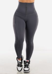 Grey High Waisted Corset Leggings sold by Moda