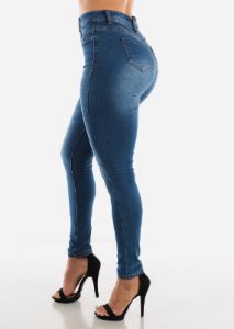 MX JEANS Sexy Blue High Waist Jeans sold by Moda