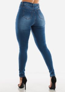 MX JEANS Sexy Blue High Waist Jeans sold by Moda