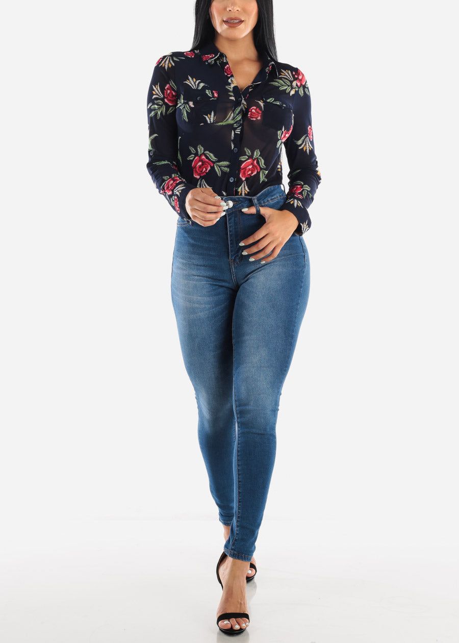MX JEANS Sexy Blue High Waist Jeans sold by Moda product image thumbnail 2