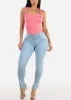 Seamless Ribbed Cami Top w Buckle Straps Pink sold by Moda