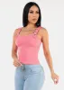 Seamless Ribbed Cami Top w Buckle Straps Pink sold by Moda